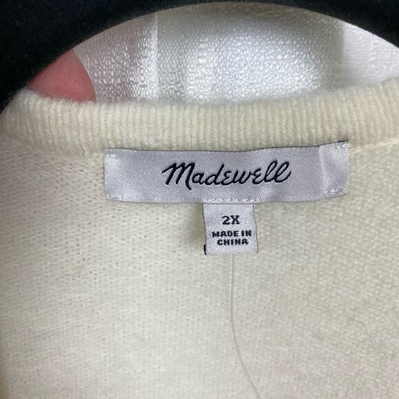 Madewell Antique Cream Colorblock Stripe Wool Blend Kent Cardigan Sz.2x NWT - Picture 9 of 16